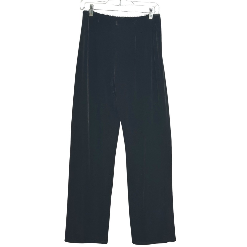 Max Studio Pants Women Black Velvet Wide Leg Pull On Stretch Fall Chic Holiday S